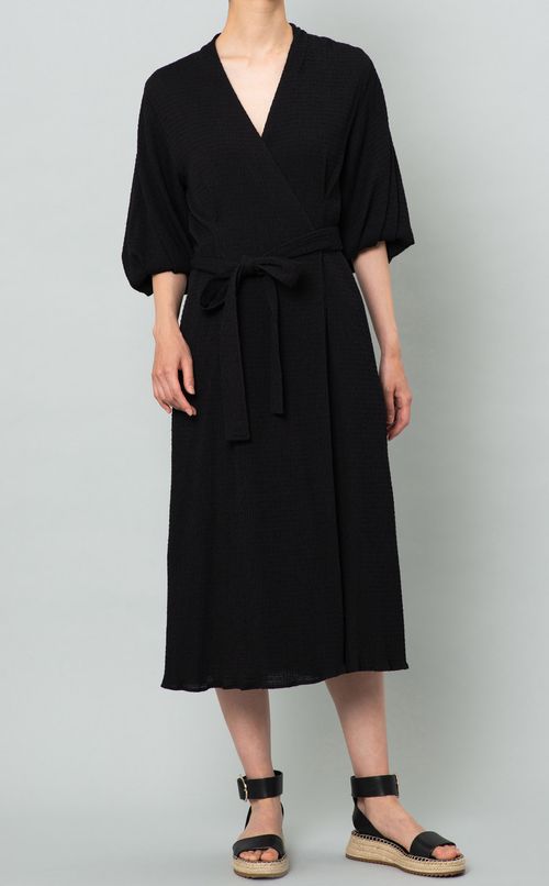 パフスリーブカシュクールワンピース