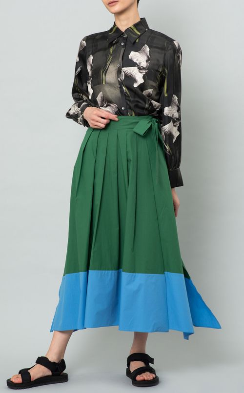 フラワープリントシルクシャツ