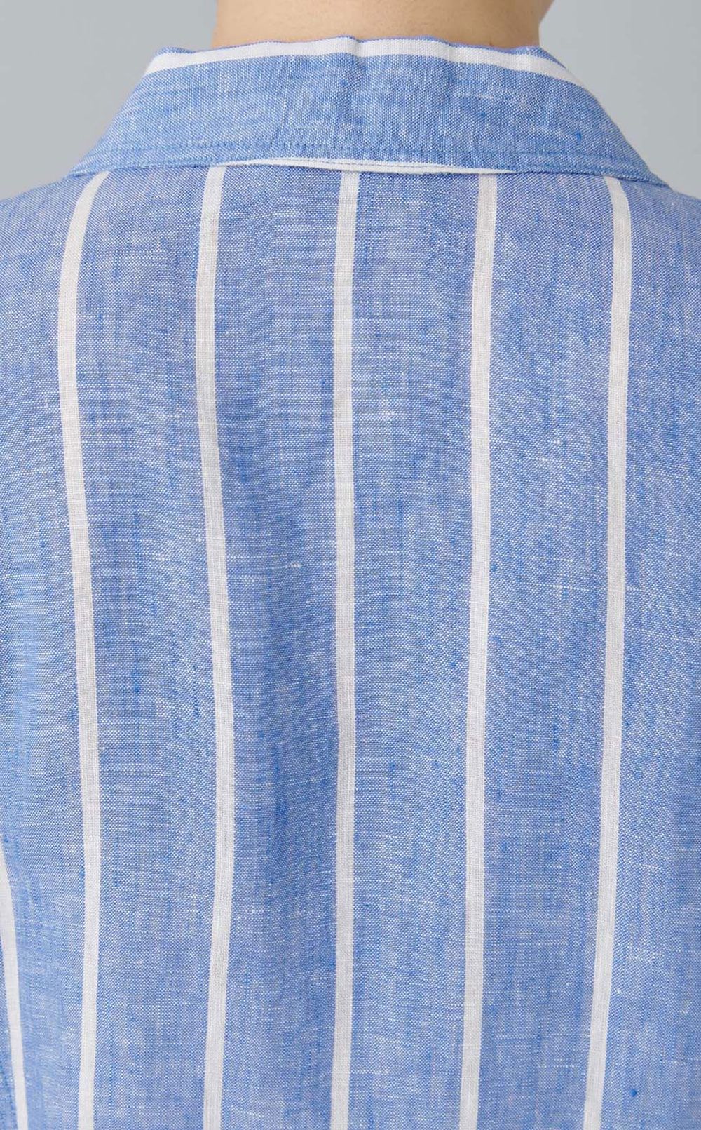 オープンカラーストライプワンピース