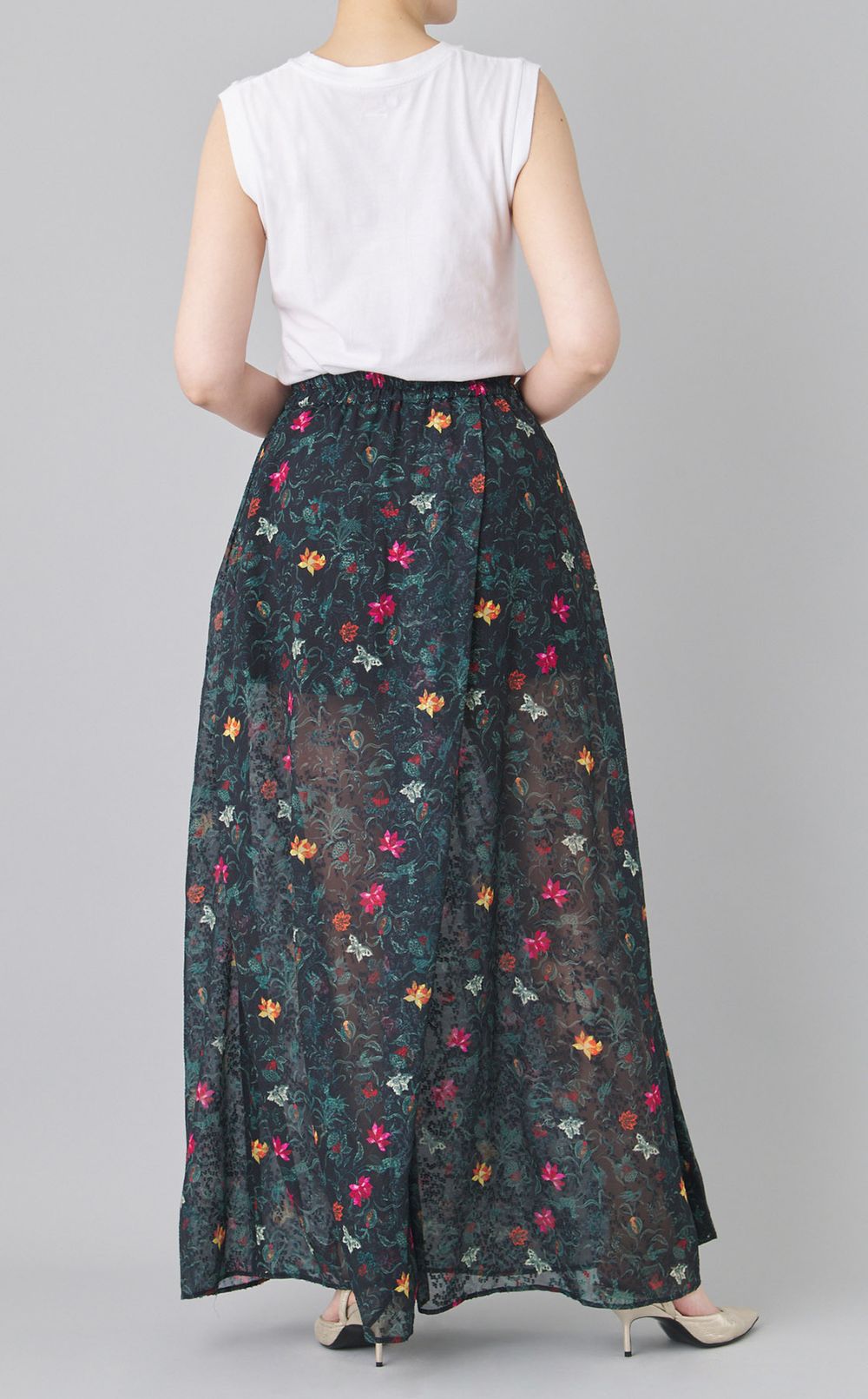 フラワープリントワイドパンツ