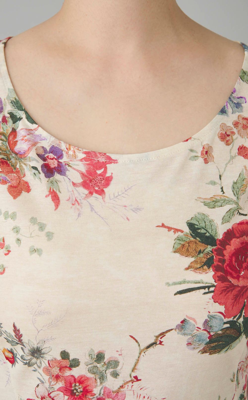 フラワープリント切替ジャージワンピース