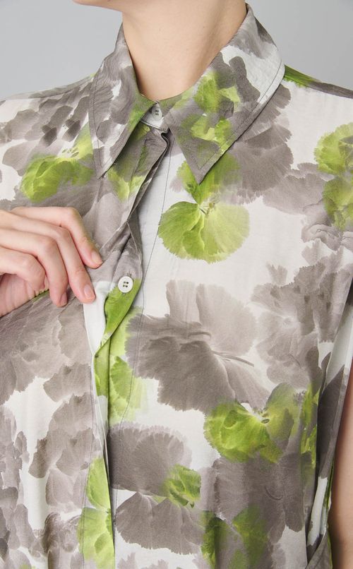 フラワープリントシャツドレス