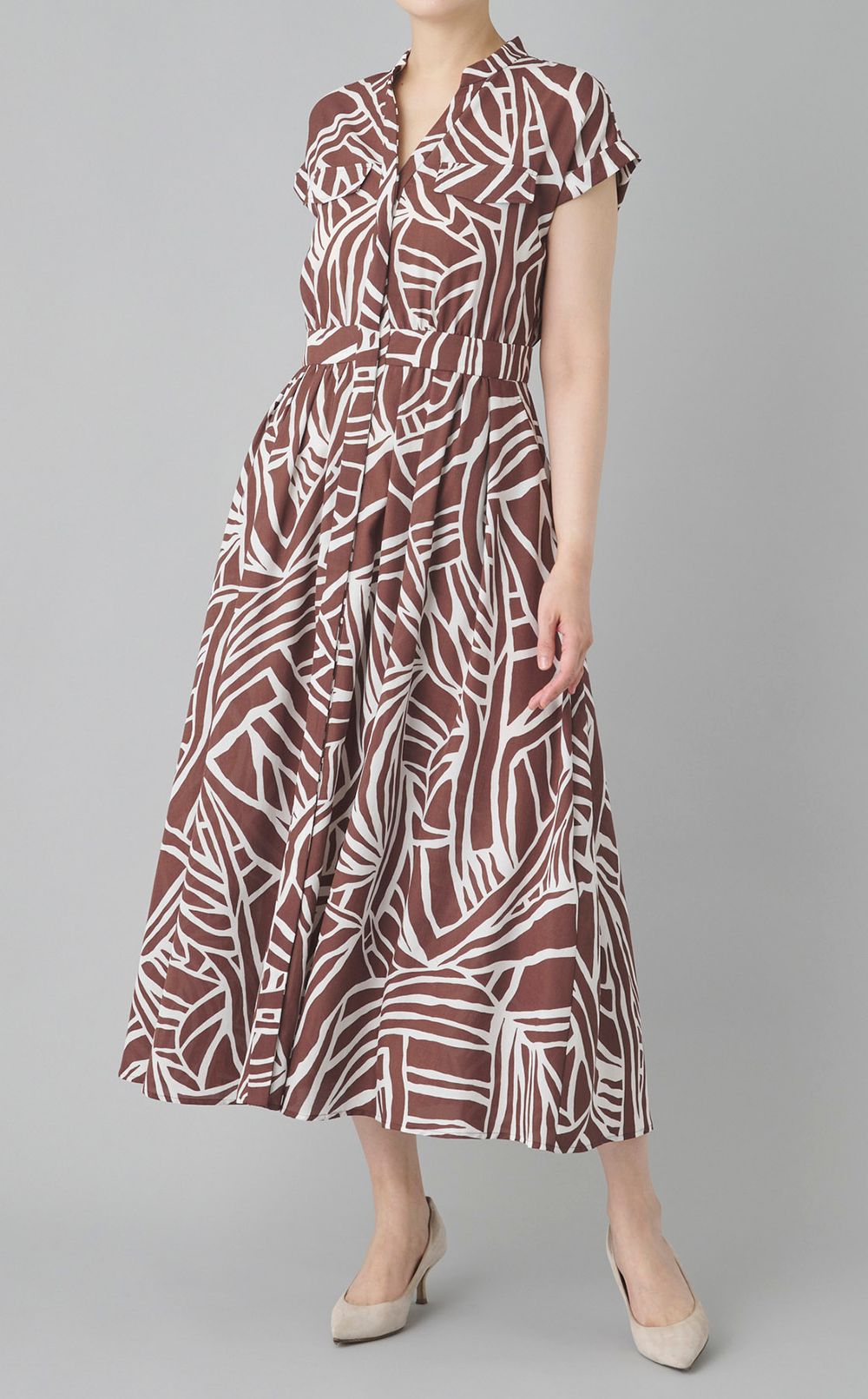 アニマルプリントシャツワンピース