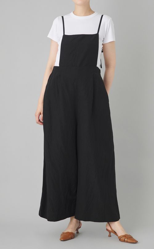 【reADdress】リネン混キャミソールワイドサロペット