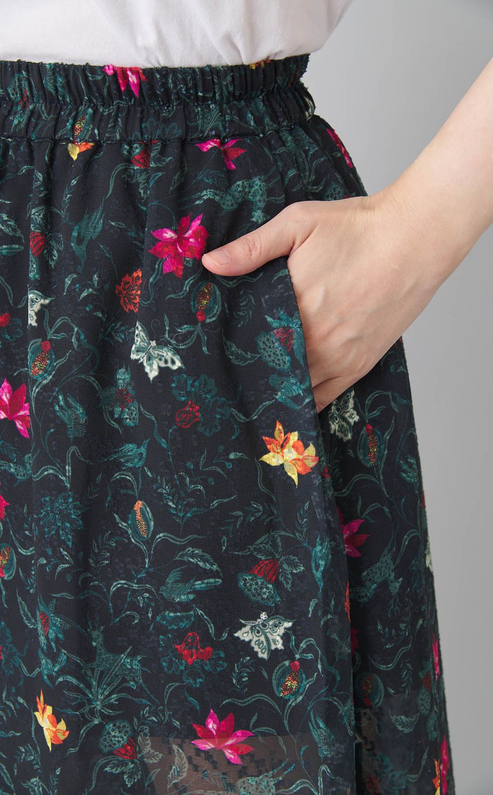 フラワープリントワイドパンツ