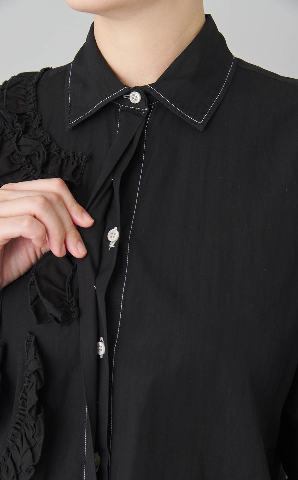 【reADdress】フリルデザインストライプシャツ