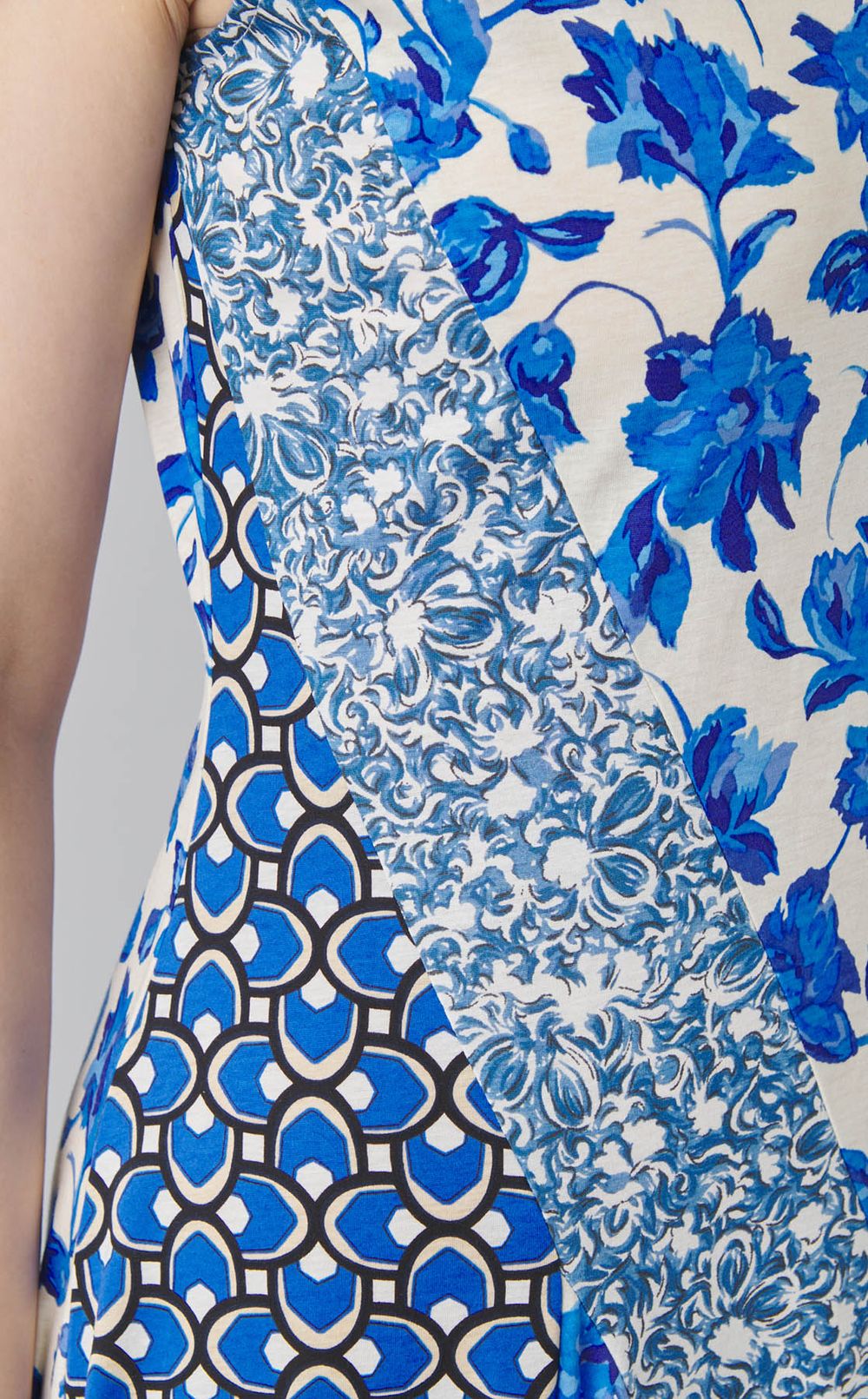 フラワープリント切替ジャージワンピース