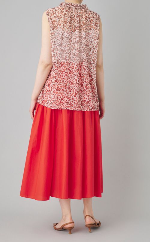 フラワープリントノースリーブブラウス