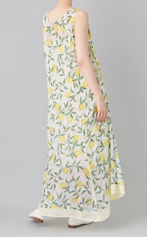 シフォンジャガードVネックワンピース