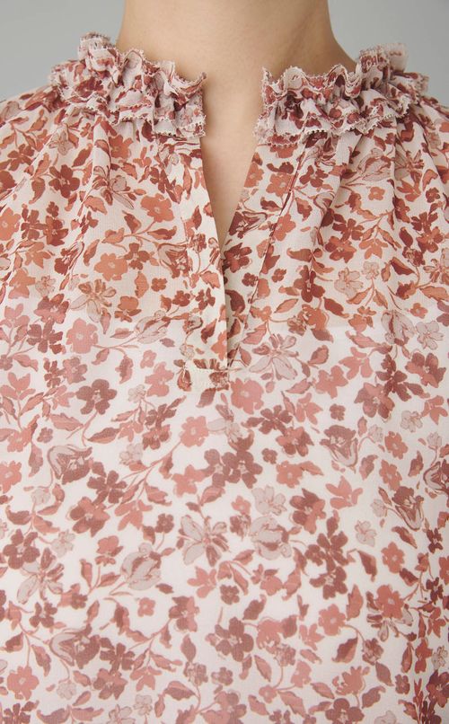 フラワープリントノースリーブブラウス