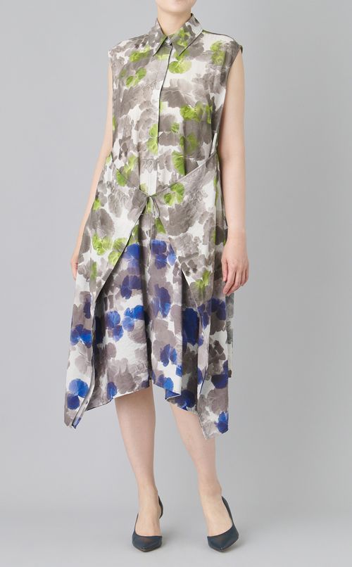 フラワープリントシャツドレス