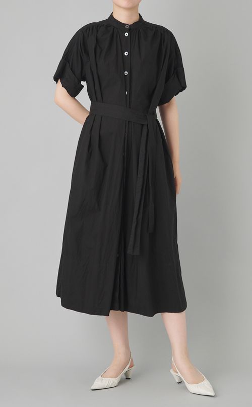 【reADdress】スタンドカラー半袖シャツワンピース