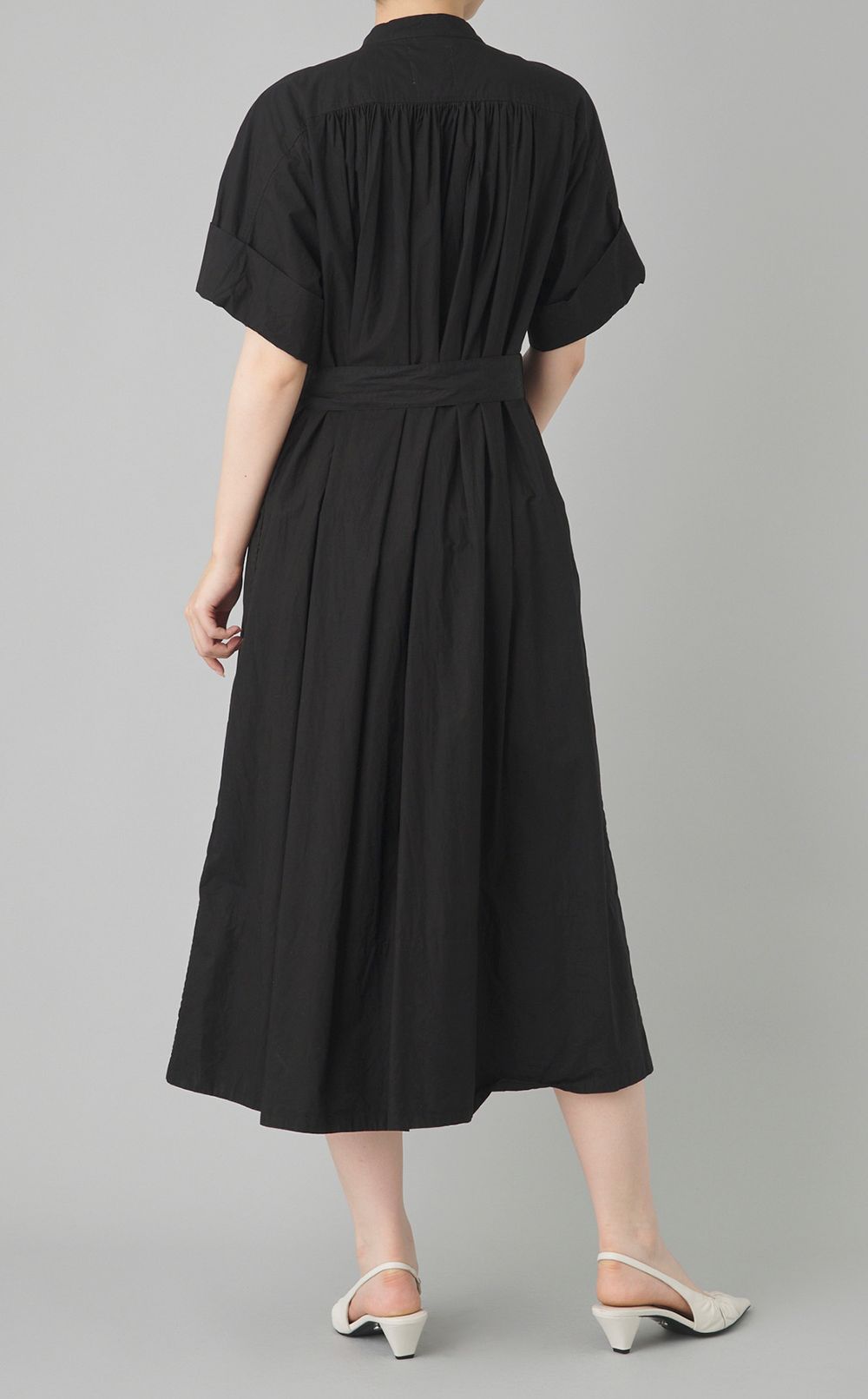 【reADdress】スタンドカラー半袖シャツワンピース