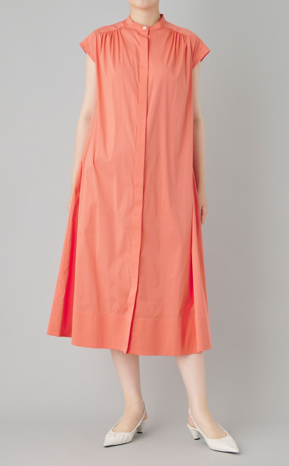 フロントギャザーシャツワンピース