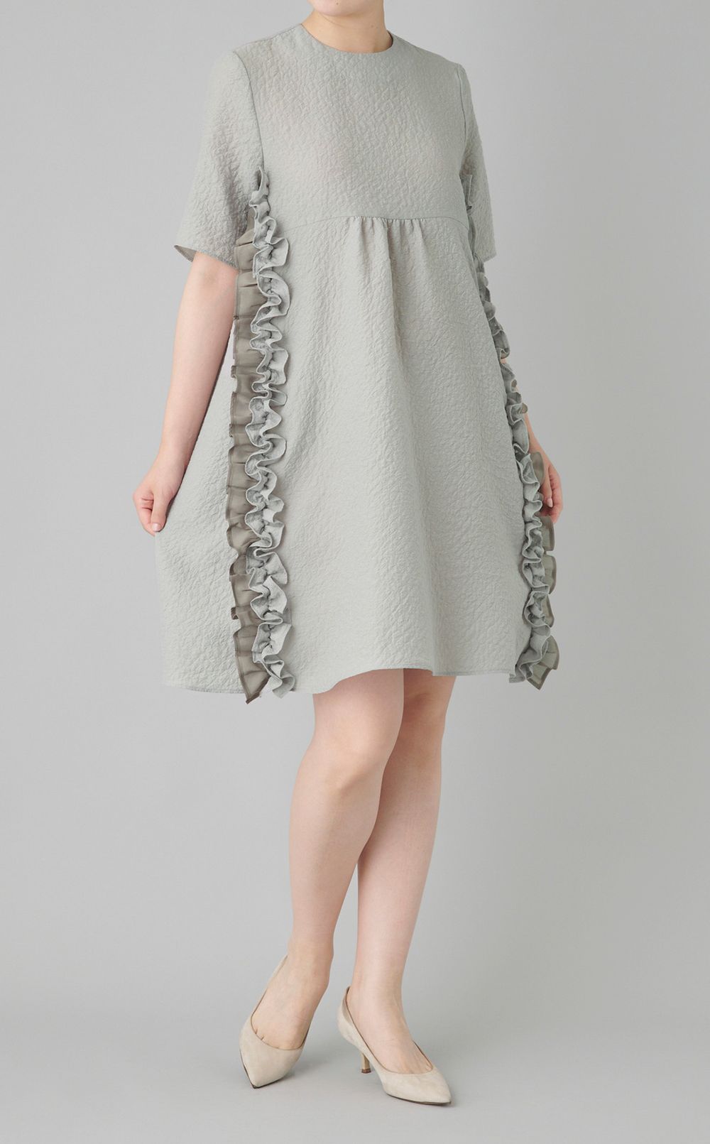 サイドフリルミニドレス