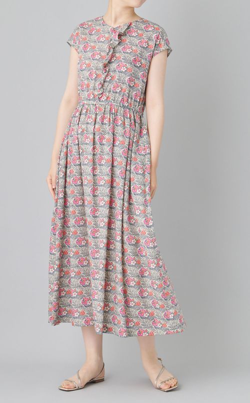 フラワープリントフリルワンピース