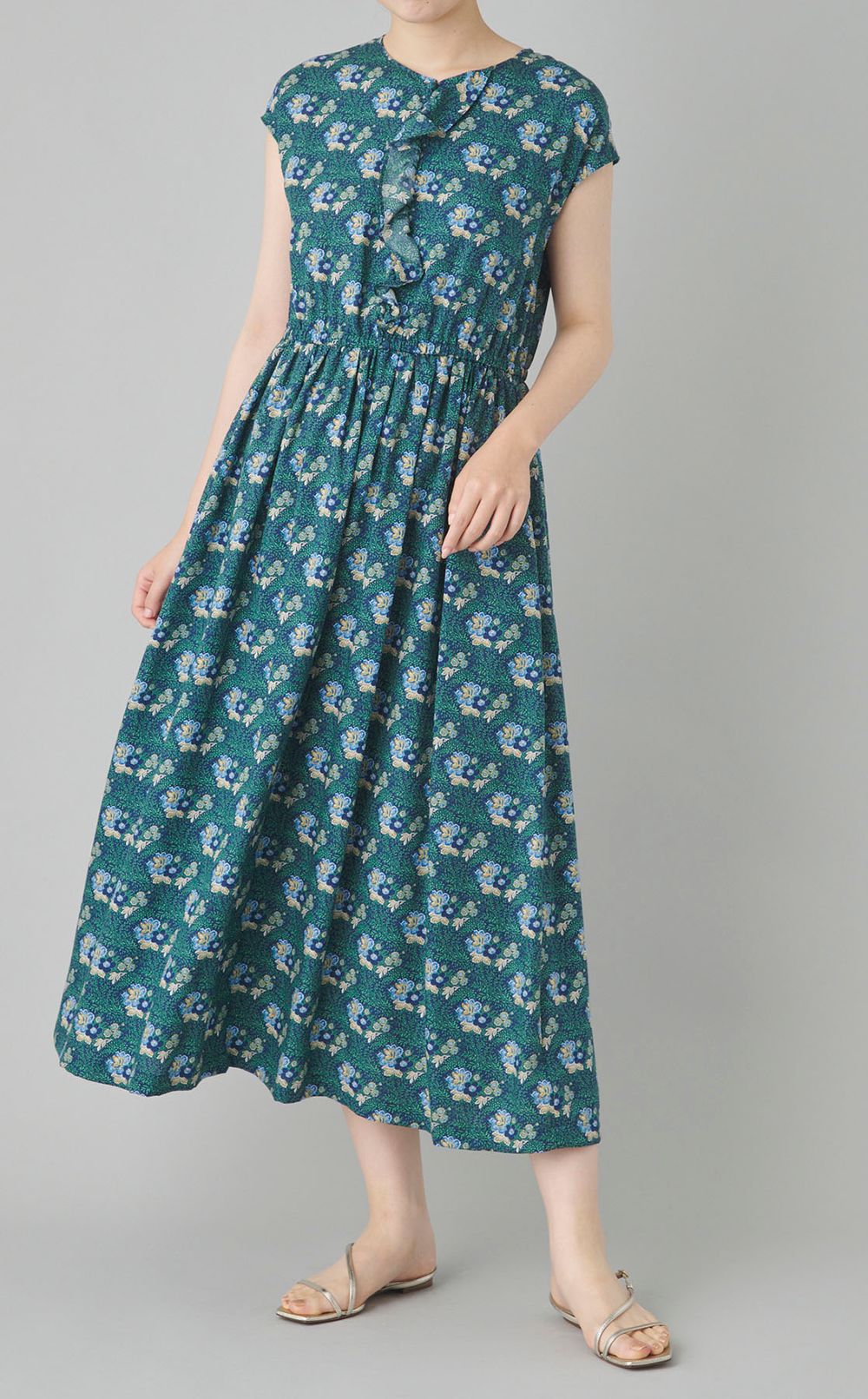 フラワープリントフリルワンピース