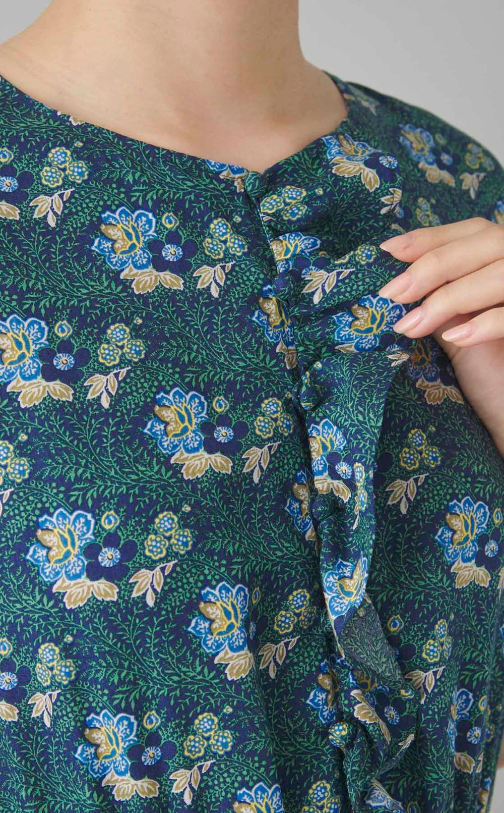 フラワープリントフリルワンピース