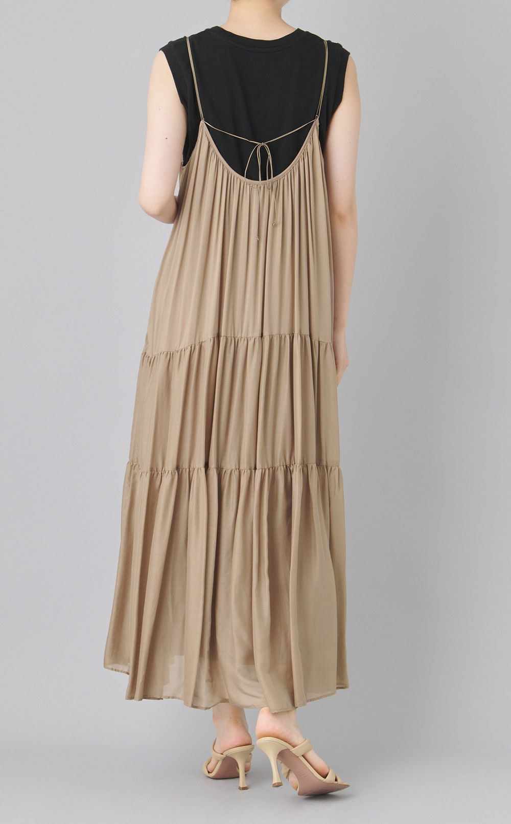 ティアードギャザーロングワンピース