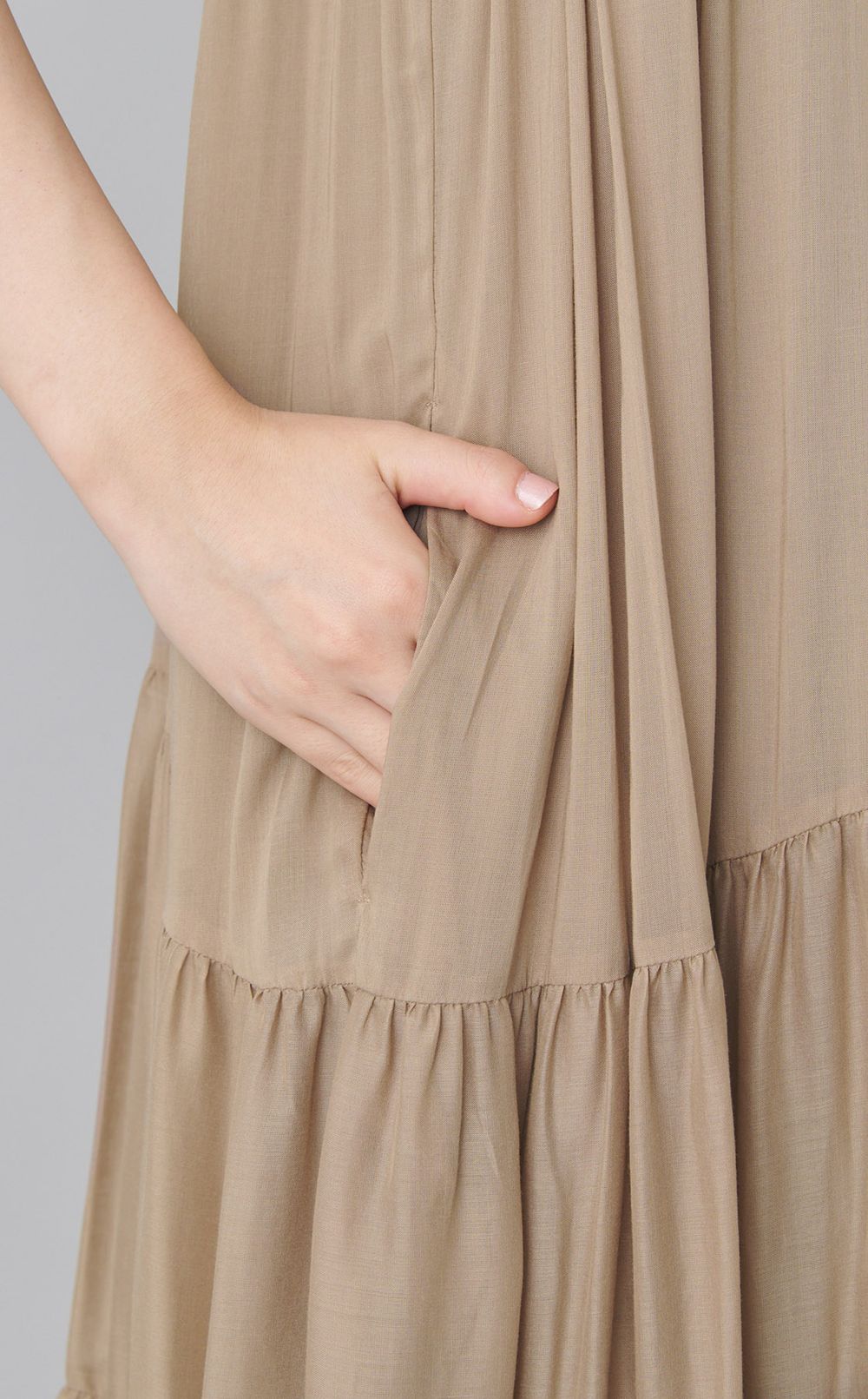 ティアードギャザーロングワンピース