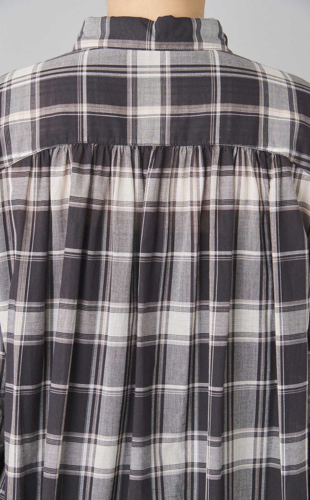 チェックボリュームスリーブワンピース