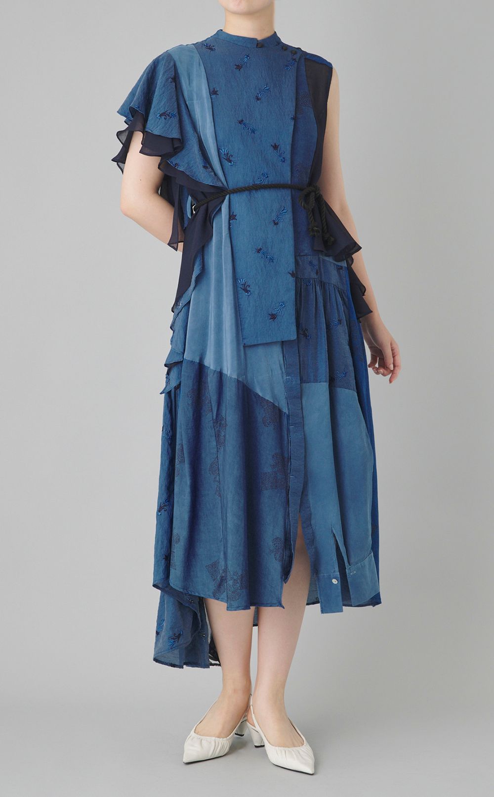 【reADdress】パッチワーク藍染ワンピース