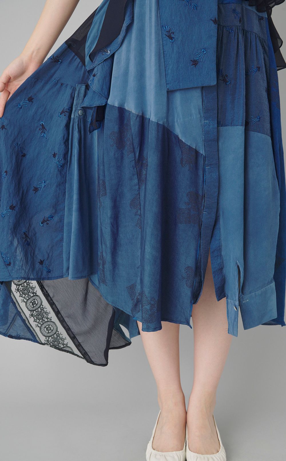 【reADdress】パッチワーク藍染ワンピース