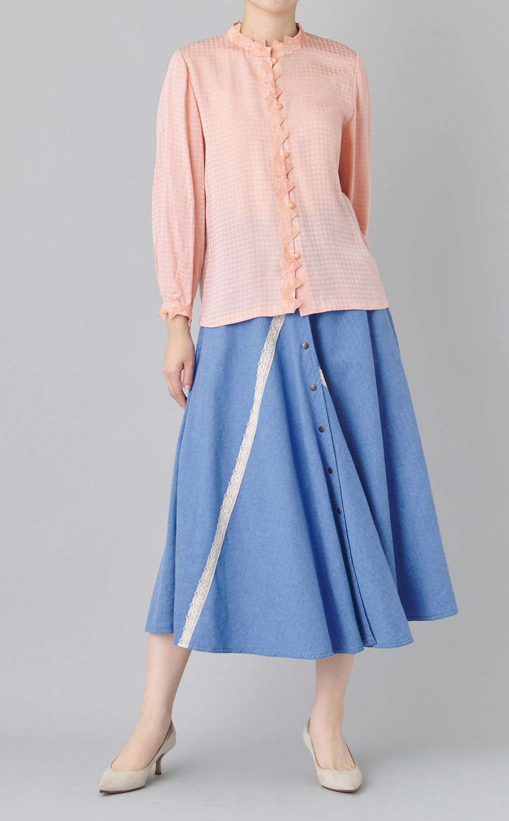 【reADdress】千鳥格子エンブロイダリーブラウス