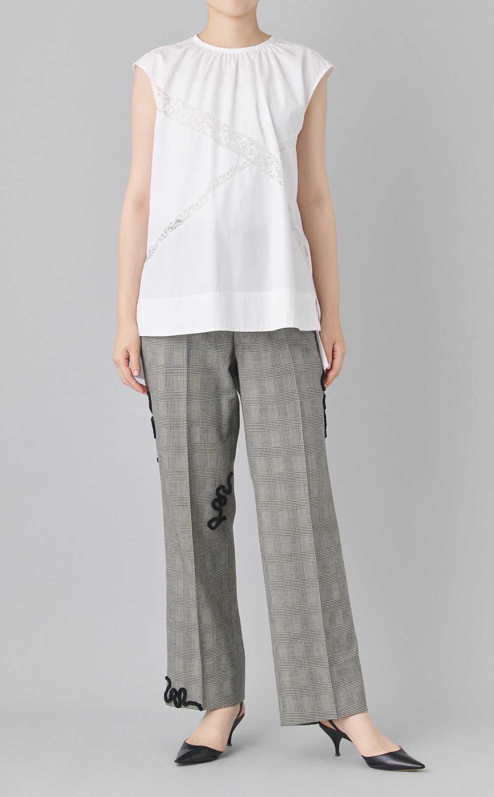 【reADdress】グレンチェックテーパードパンツ