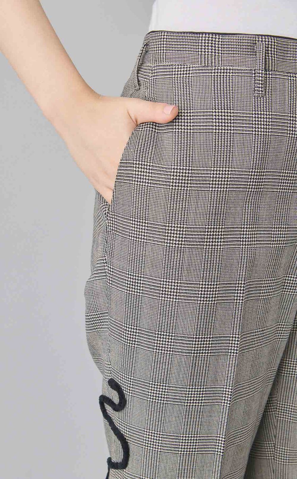 【reADdress】グレンチェックテーパードパンツ