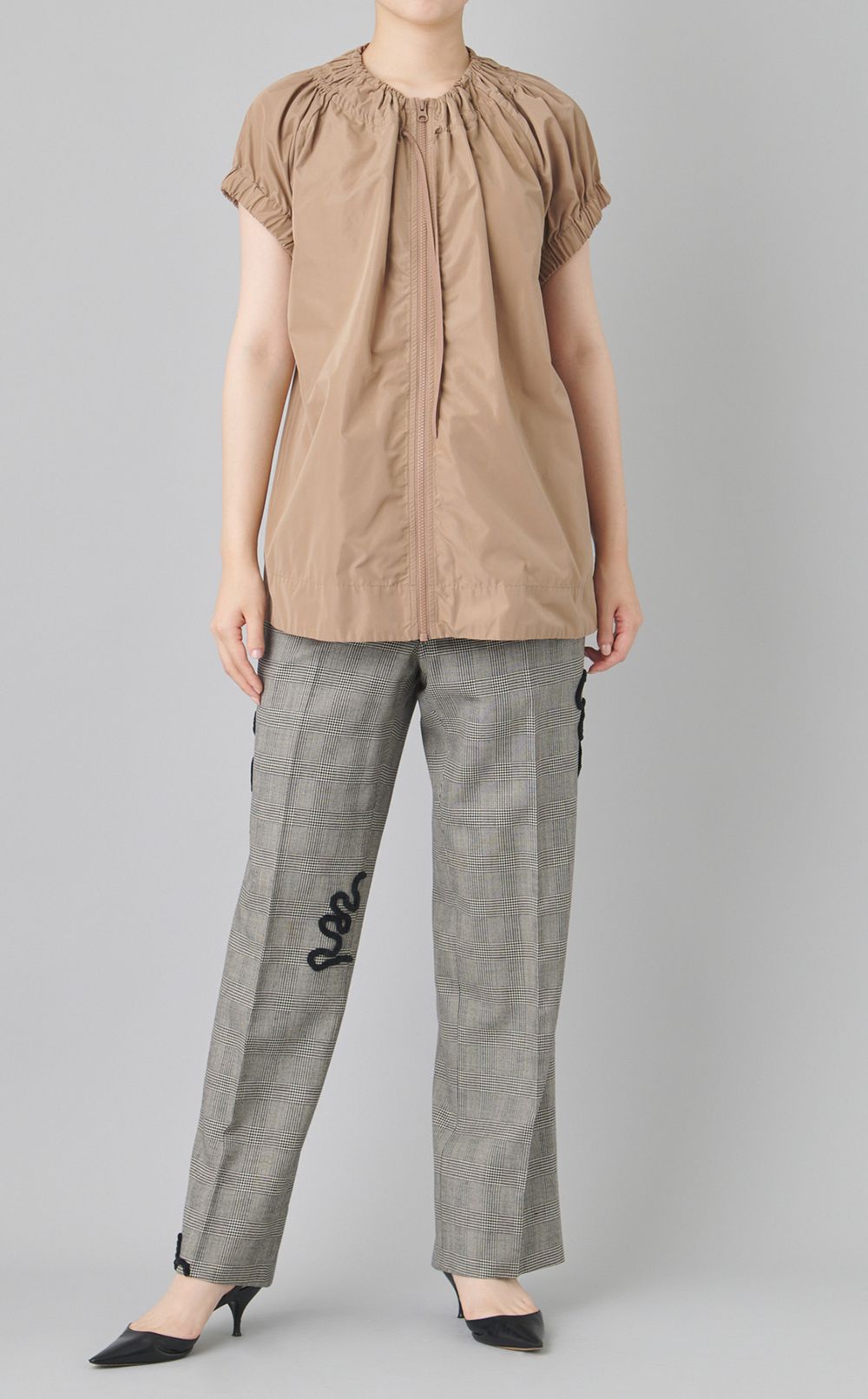 【reADdress】タフタギャザーノースリーブジャケット