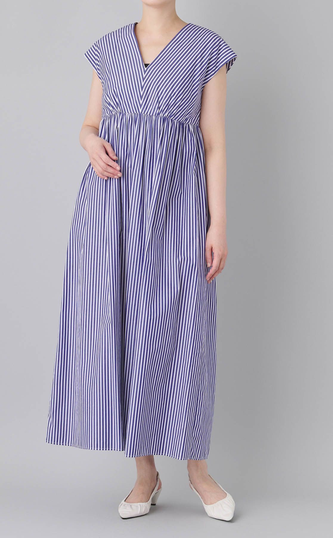 Weekend Max Mara｜コットンストライプギャザーワンピース