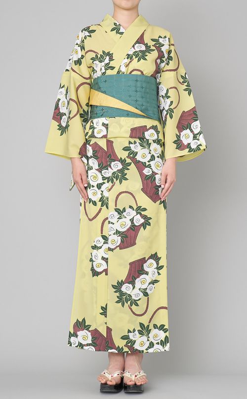 浴衣フラワーバスケット柄