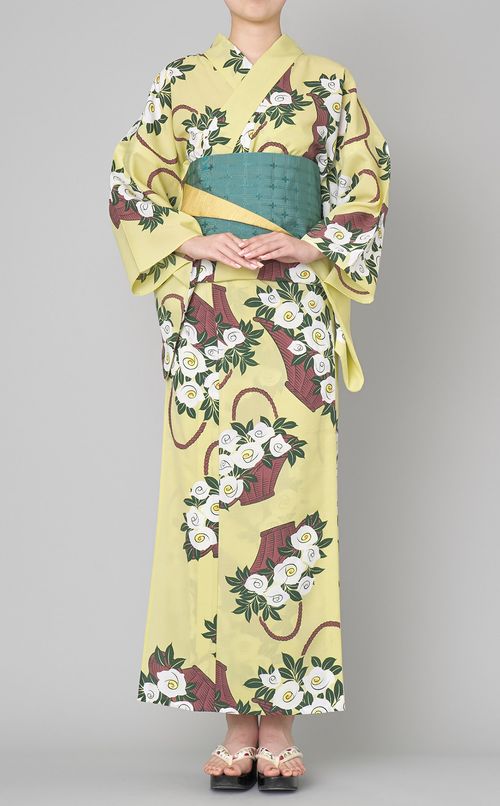 浴衣フラワーバスケット柄