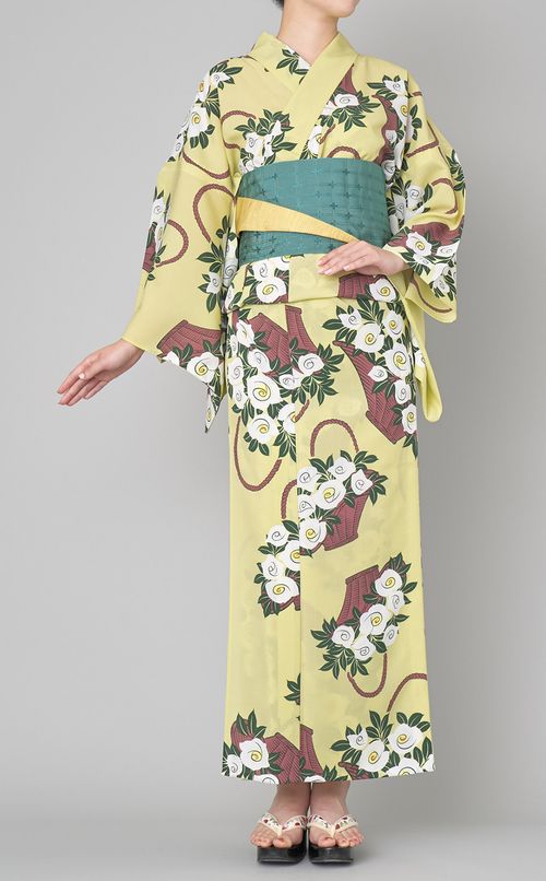 浴衣フラワーバスケット柄