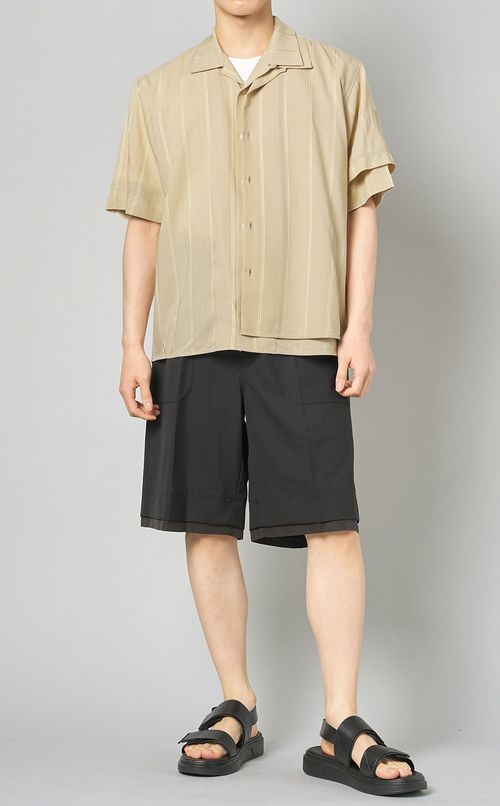 レイヤードオープンカラーシャツ