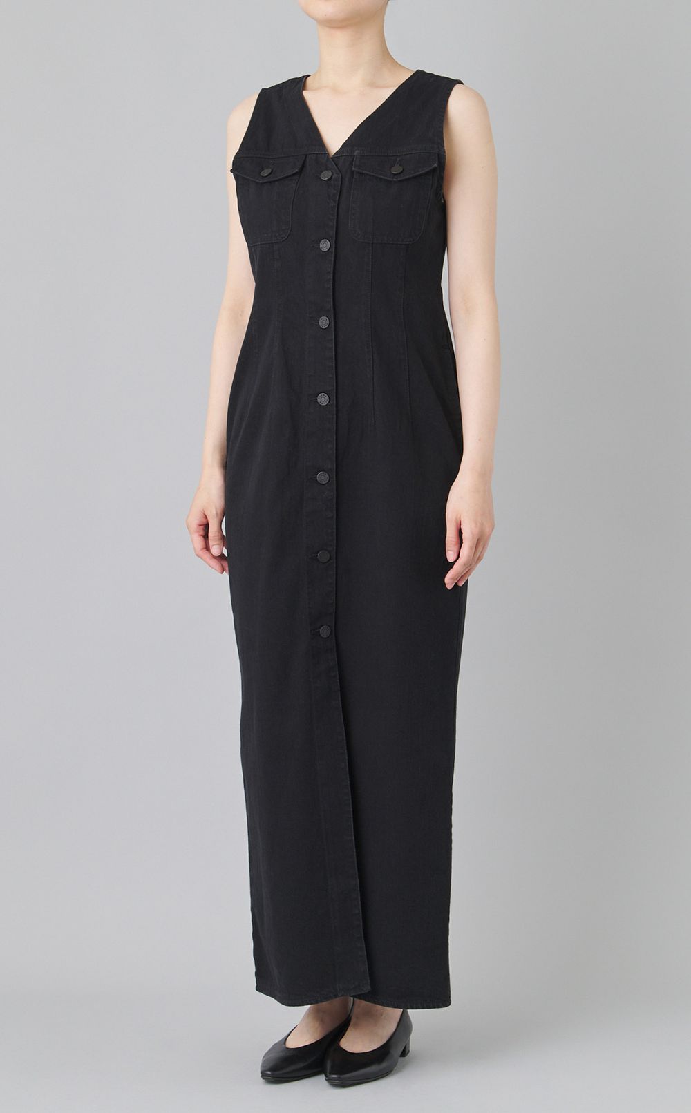 デニムノースリーブワンピース