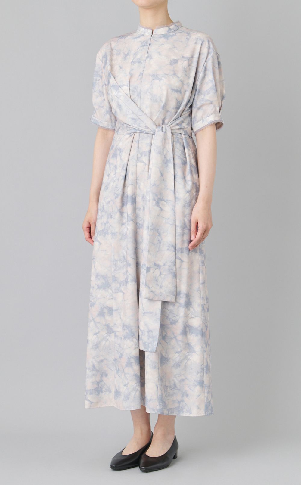 ウエストリボンプリントワンピース