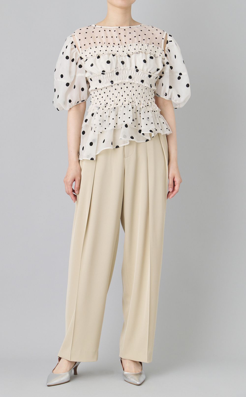 2wayスリーブドットブラウス