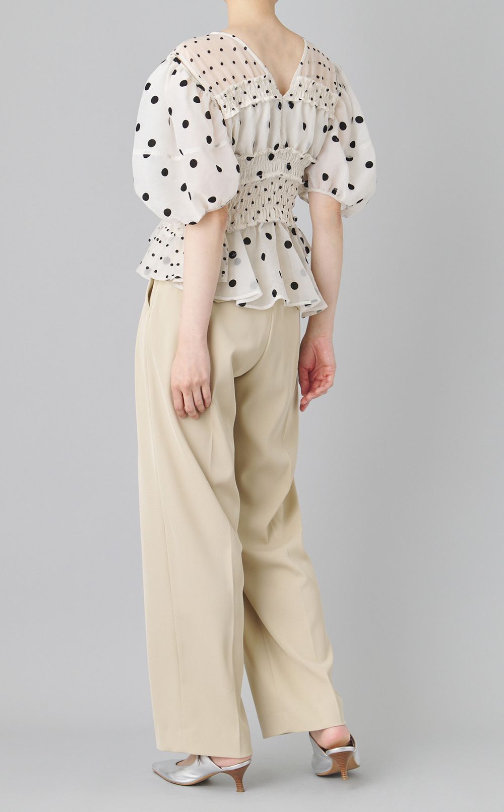 2wayスリーブドットブラウス