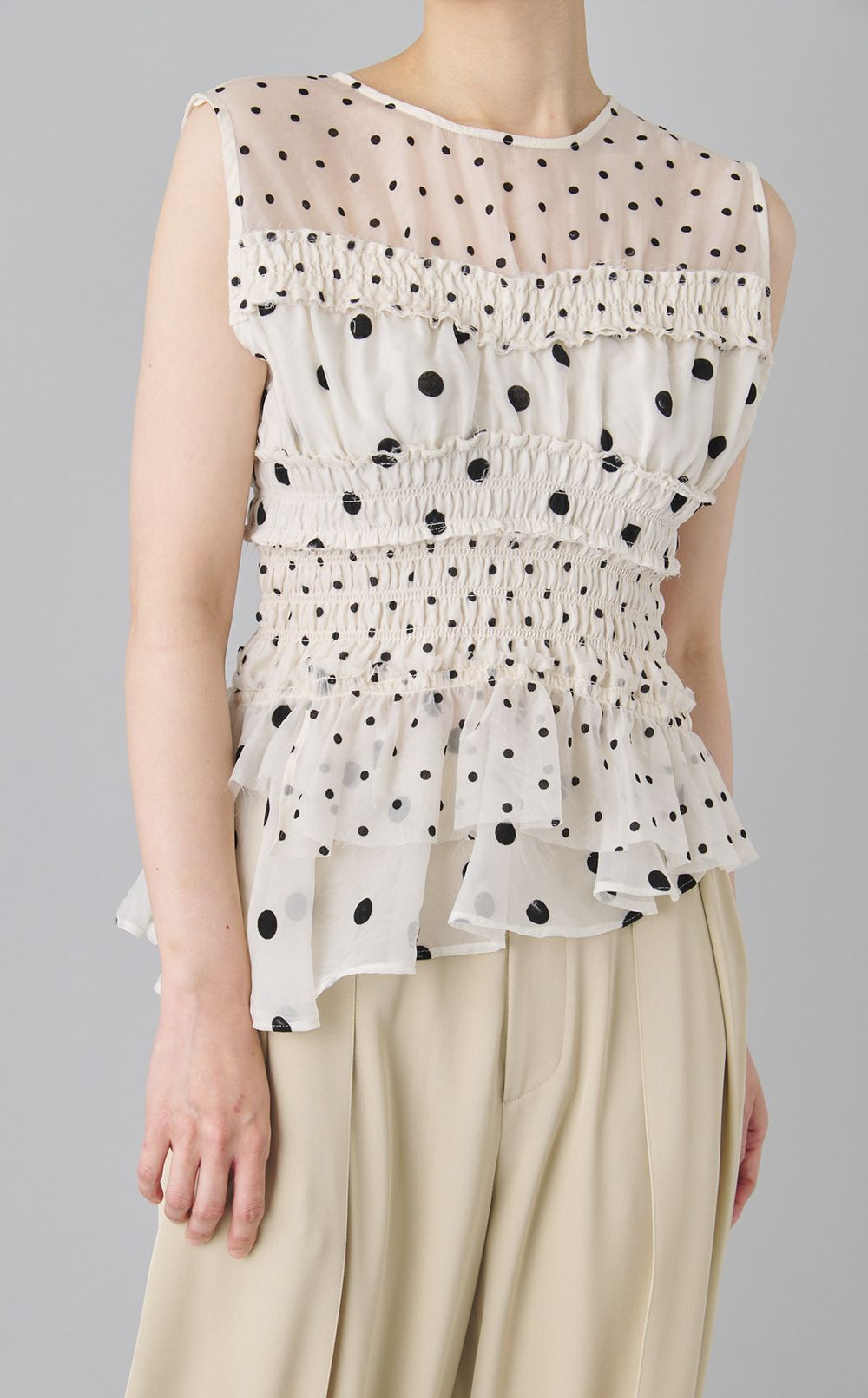 2wayスリーブドットブラウス