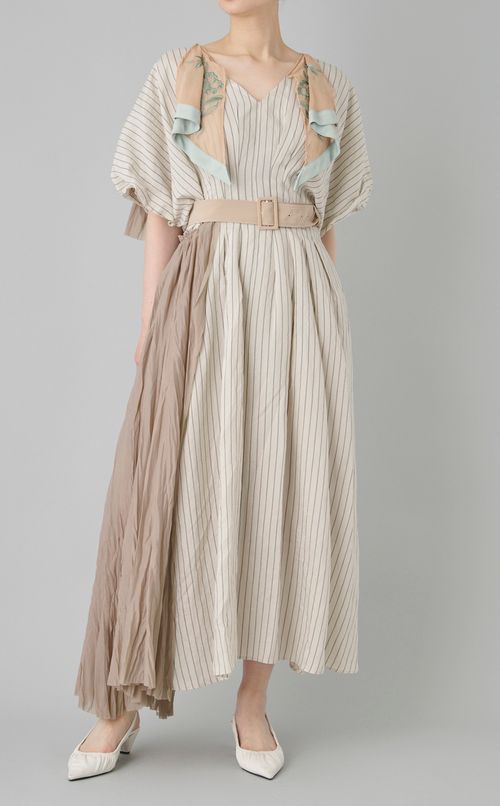 【reADdress】ストライプワッシャーラップドレス