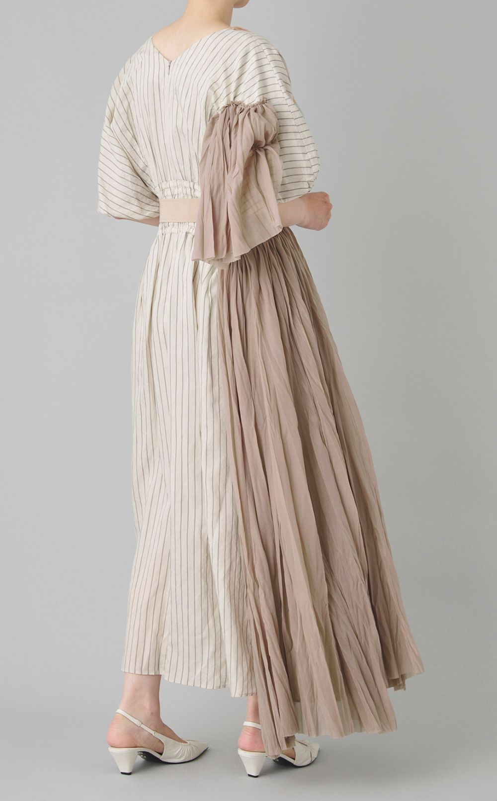 【reADdress】ストライプワッシャーラップドレス