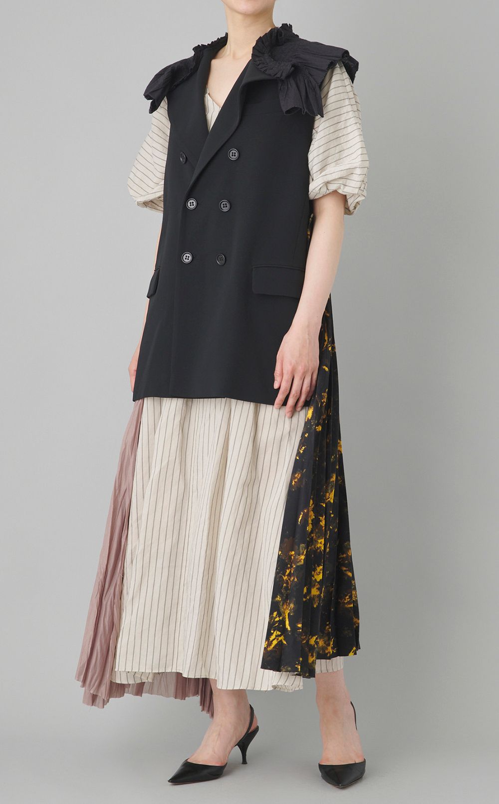 【reADdress】ストライプワッシャーラップドレス