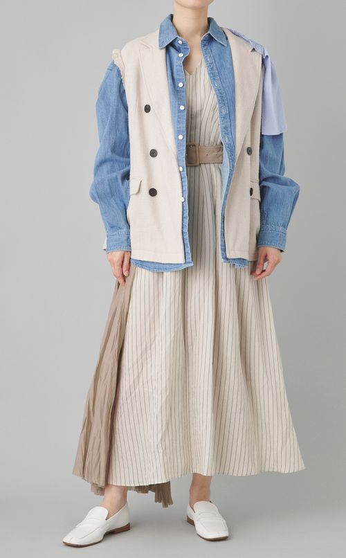 【reADdress】ストライプワッシャーラップドレス