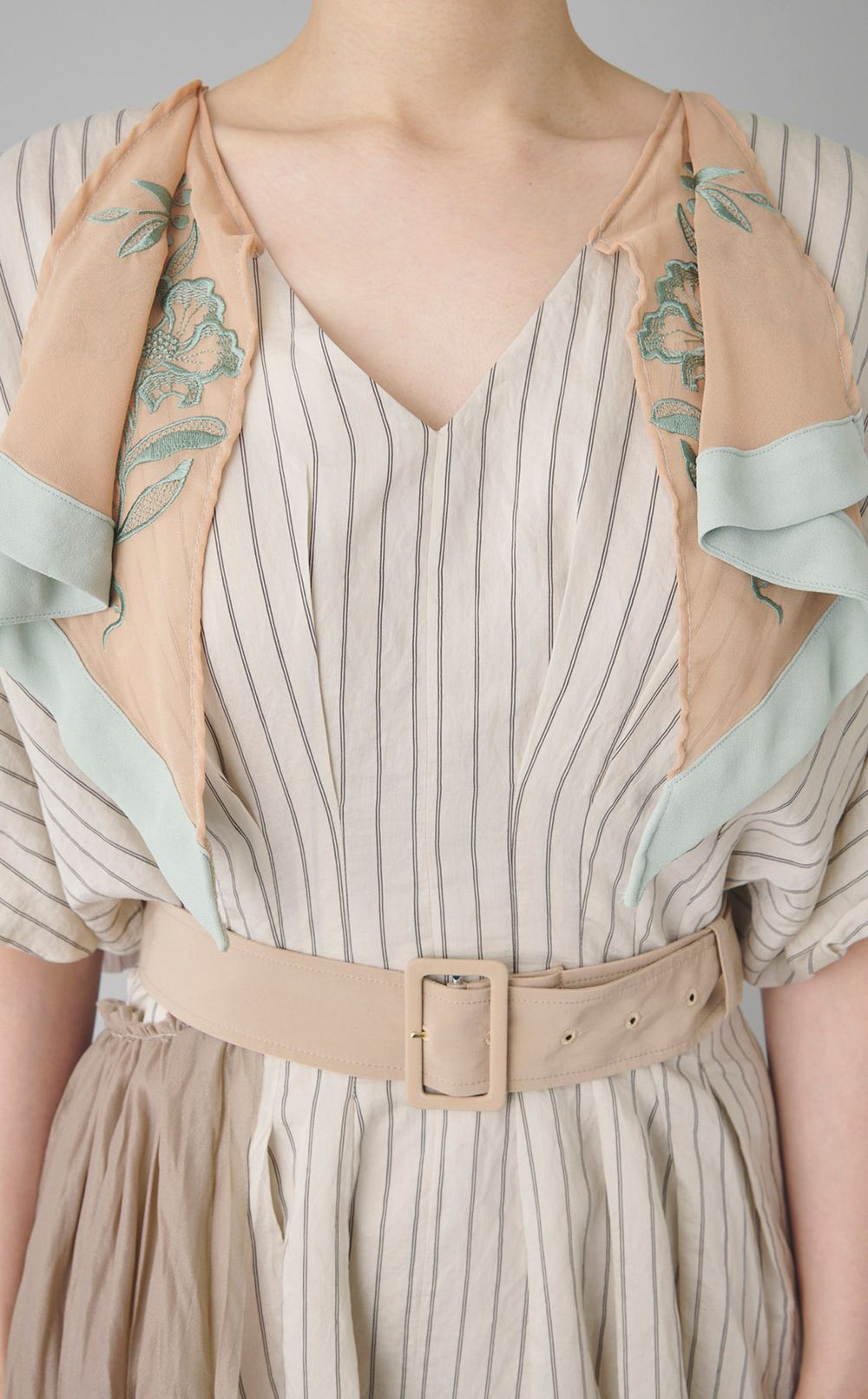 【reADdress】ストライプワッシャーラップドレス