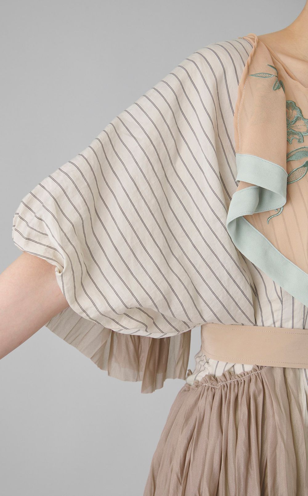 【reADdress】ストライプワッシャーラップドレス