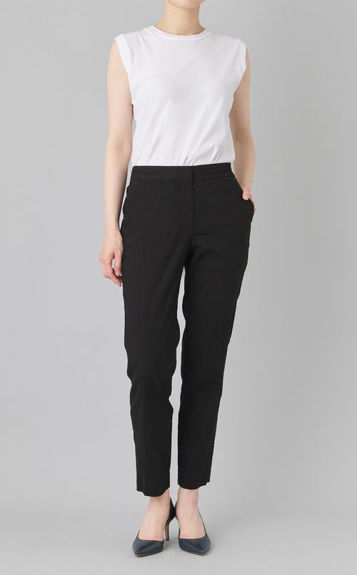 【reADdress】リネン混スリムテーパードパンツ