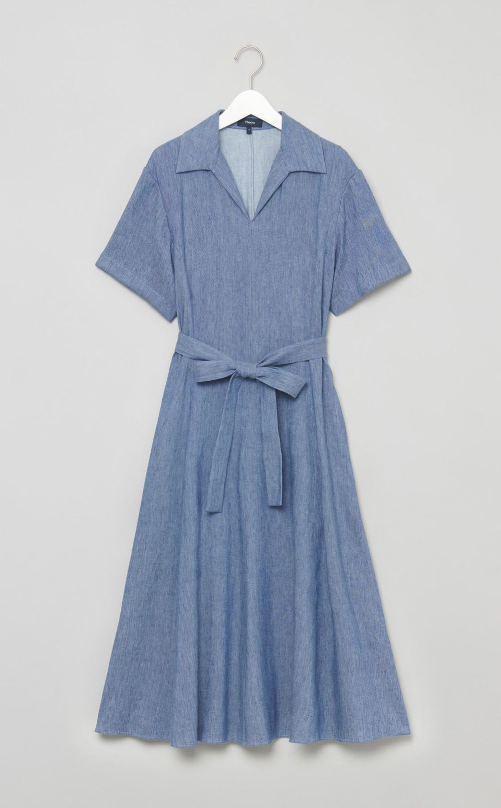 ライトデニムオープンカラーワンピース