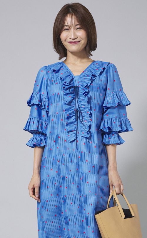 ヒトデストライプフリルワンピース